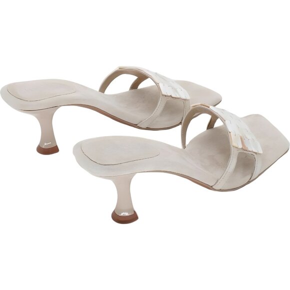 Jeffrey Campbell Abalone Shell Dress Slide Sandals Beige Suede Women US 7.5M - Picture 3 of 6